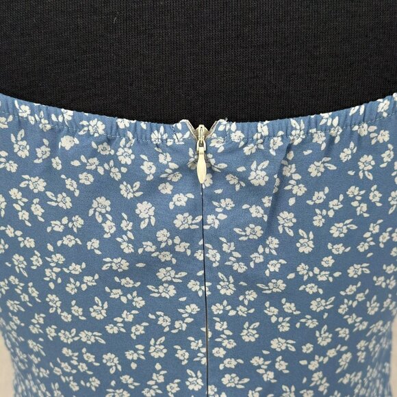 Shein Womens Small Blue Floral Puff Sleeve Sweetheart Mini Summer Dress Zip Back - Picture 6 of 10